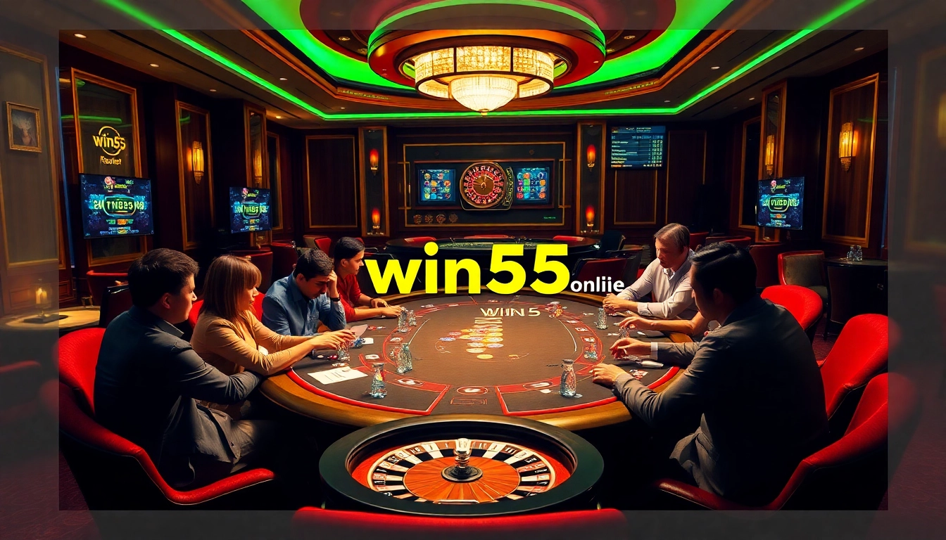 Experience the excitement of gambling at win55 online with a vibrant poker game scene.