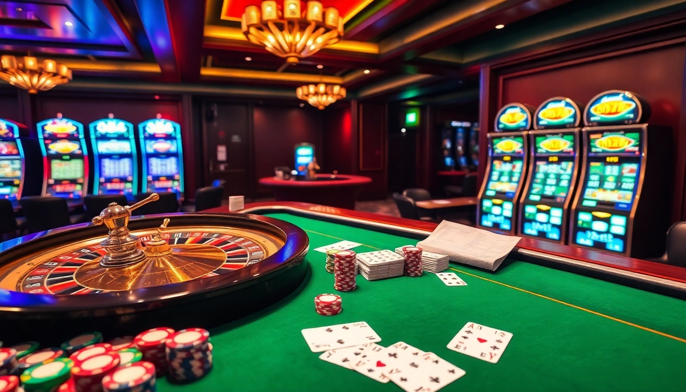 Exciting casino scene at https://marvelbet.site/ with poker chips, roulette, and players.