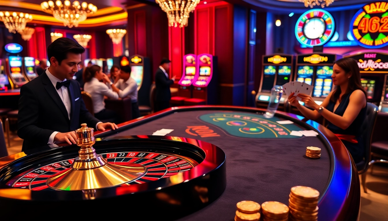 The Babu88.global gaming scene with a thrilling roulette table and a bustling atmosphere, showcasing casino excitement.