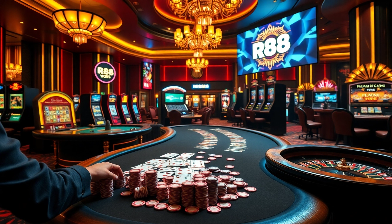 Experience the excitement of Nền tảng RR88 with high-stakes poker and luxurious casino setting.