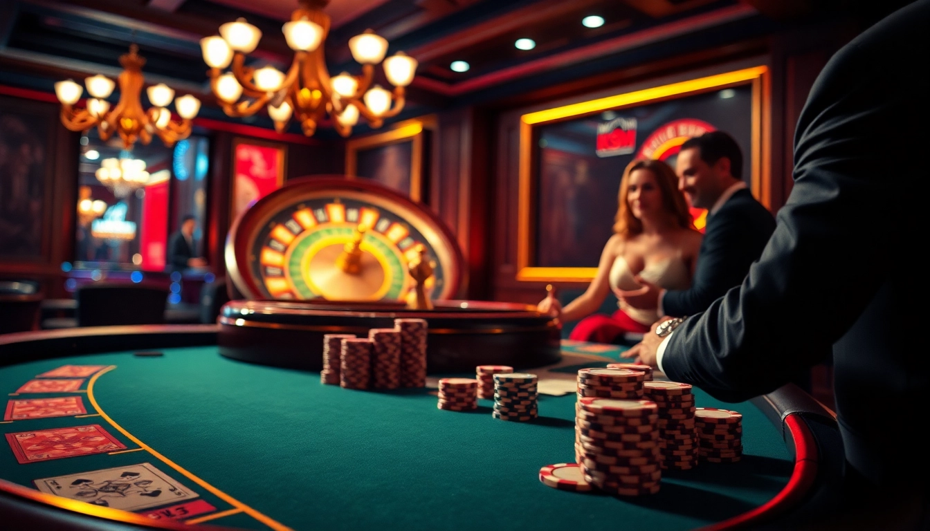 Experience the thrill of k9k9 at a luxurious casino table filled with vibrant poker chips and cards.