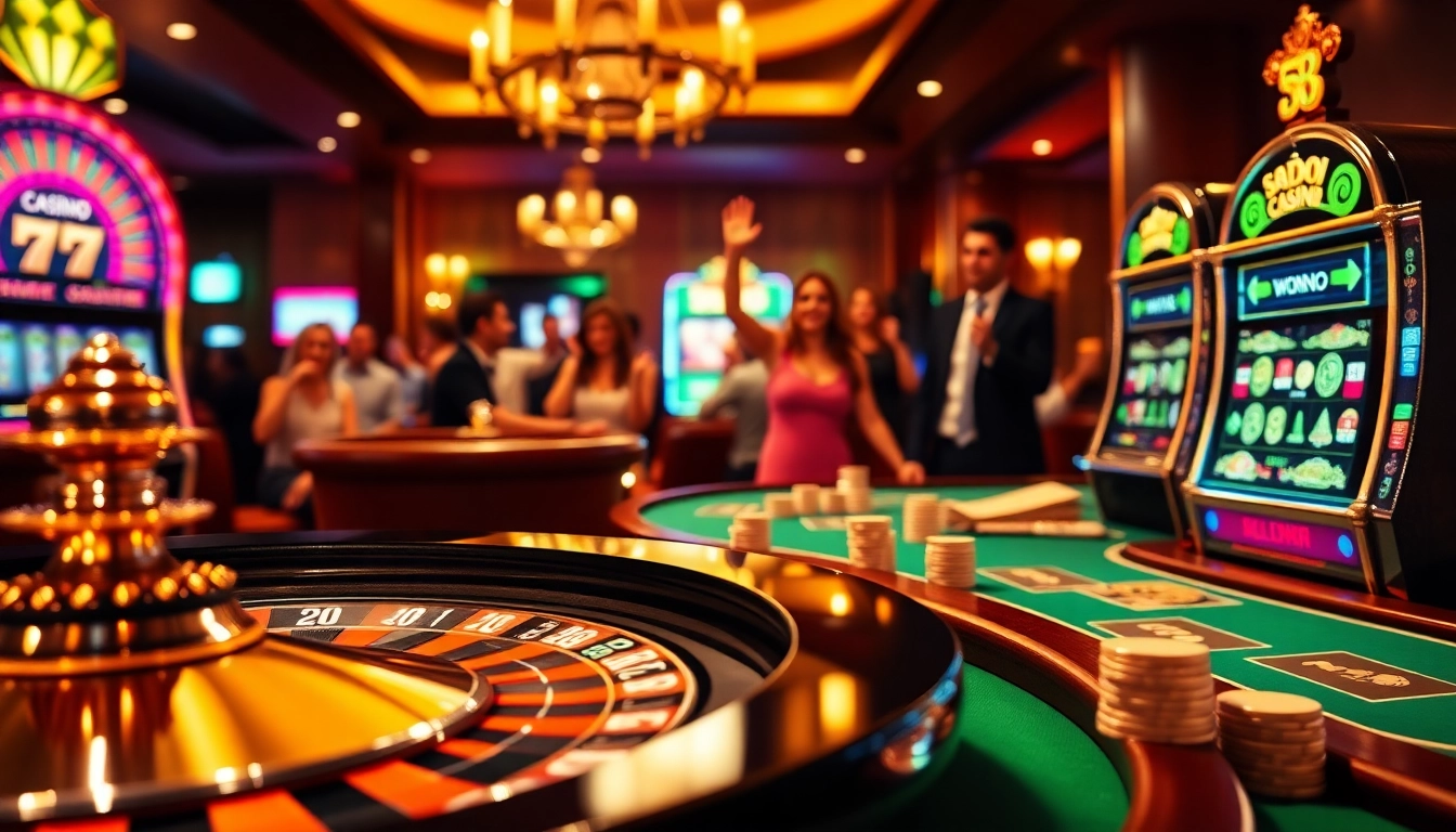 SODO CASINO showcasing an electrifying casino atmosphere with vibrant roulette wheel and engaged players betting