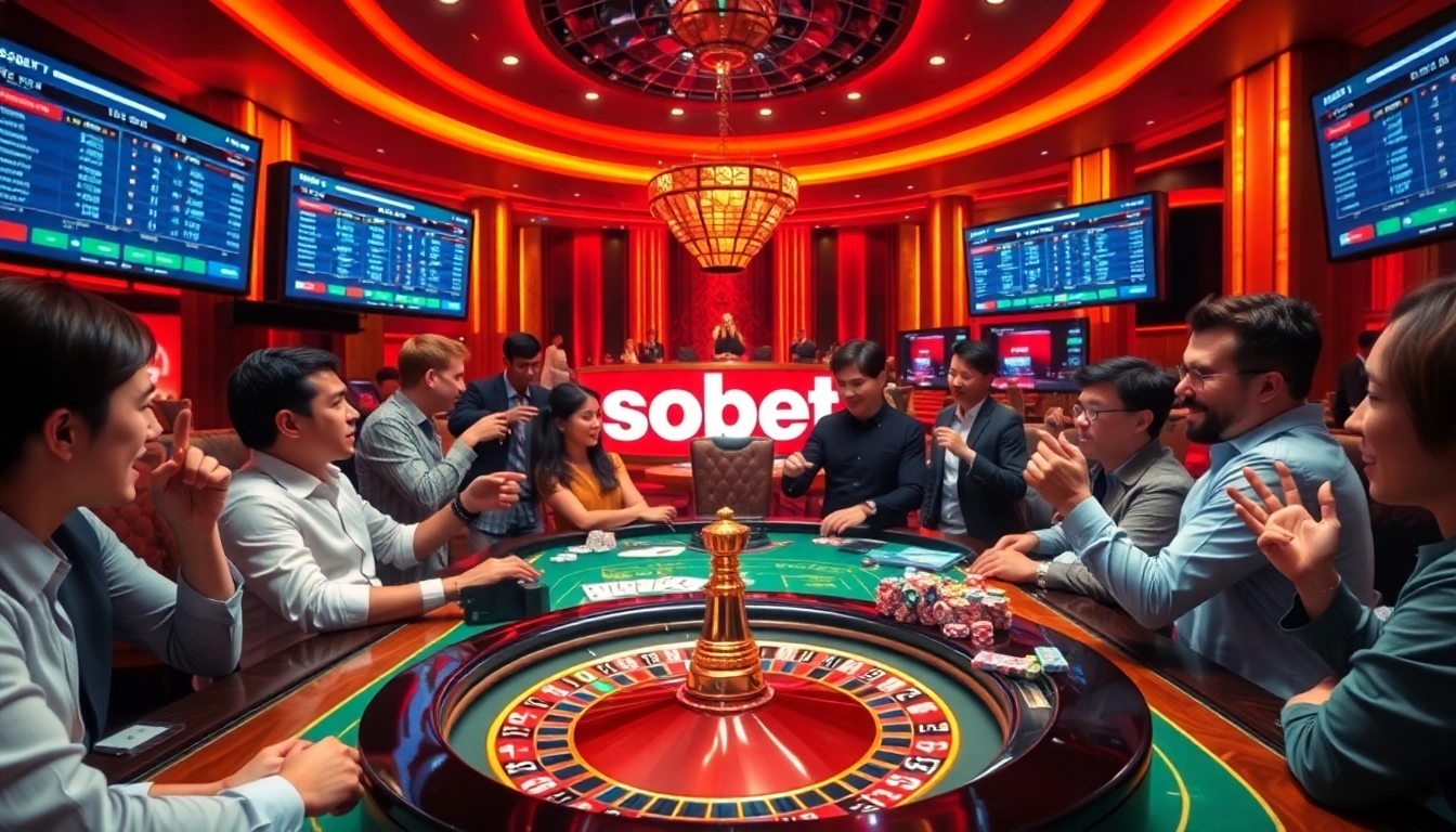sbobet players enjoying an exciting online casino experience with rich colors and gaming elements