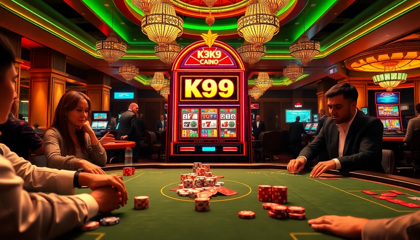 K9k9 slot machine captures high-energy casino atmosphere with players enjoying gaming excitement.