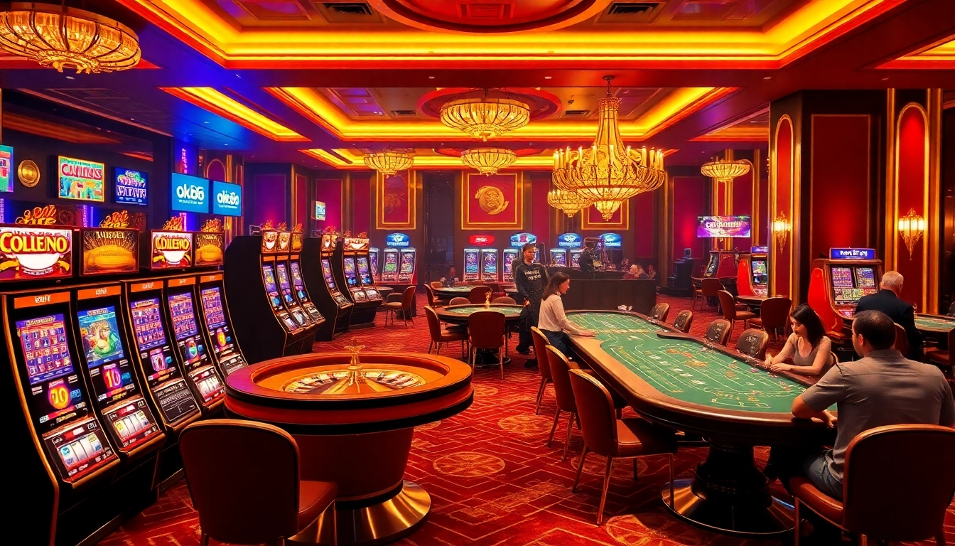 Experience thrilling gameplay at ok88 with vibrant casino tables and exciting slot machines.
