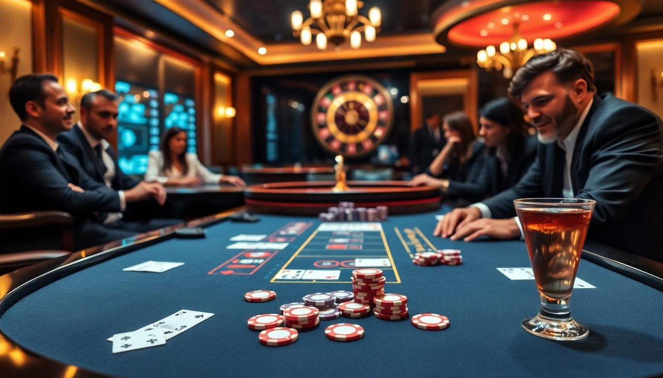 Engaged players at a poker table in a luxurious casino - immigration lawyer perth strategy in focus.
