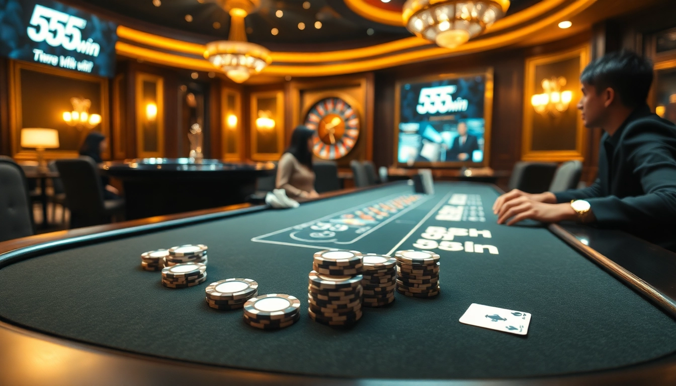 Experience the thrill of winning at 555win's exciting casino games with vibrant poker action.