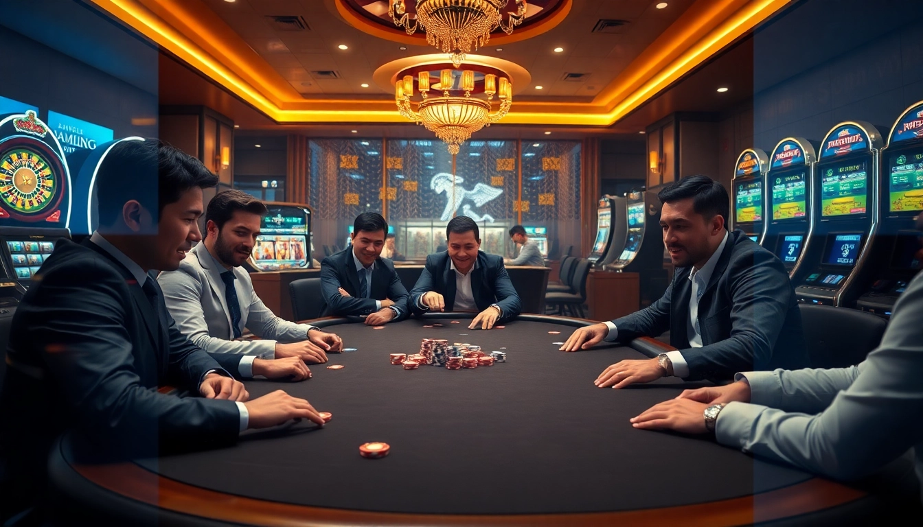 Players log in to their accounts while engaging in a high-stakes poker game at a luxurious casino table.