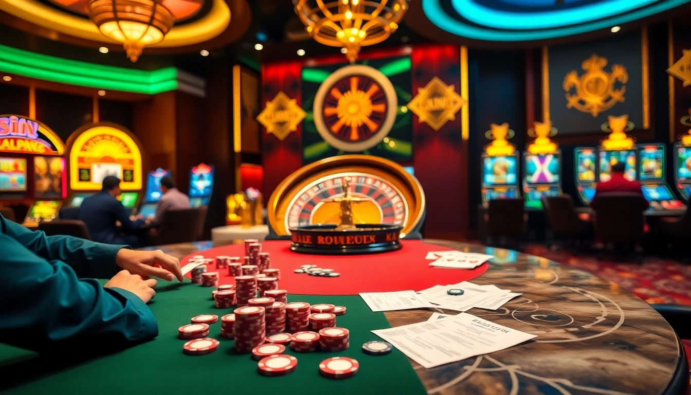 Engage in thrilling gaming at luongson171tv's luxurious casino atmosphere with poker, roulette, and unique betting options.