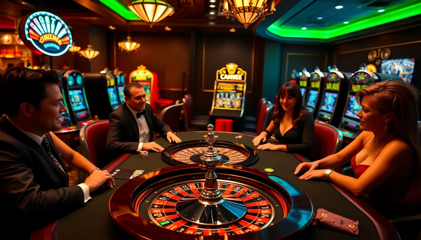 KJC players engaging in thrilling poker action at a luxurious casino table.