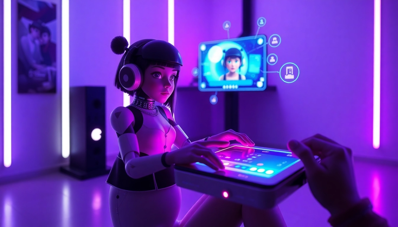 Engage with an NSFW AI chatbot in a futuristic setting showcasing advanced technology.