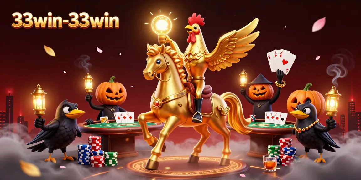 Experience 33win-33win excitement with a vibrant casino scene featuring animated characters and gaming elements.